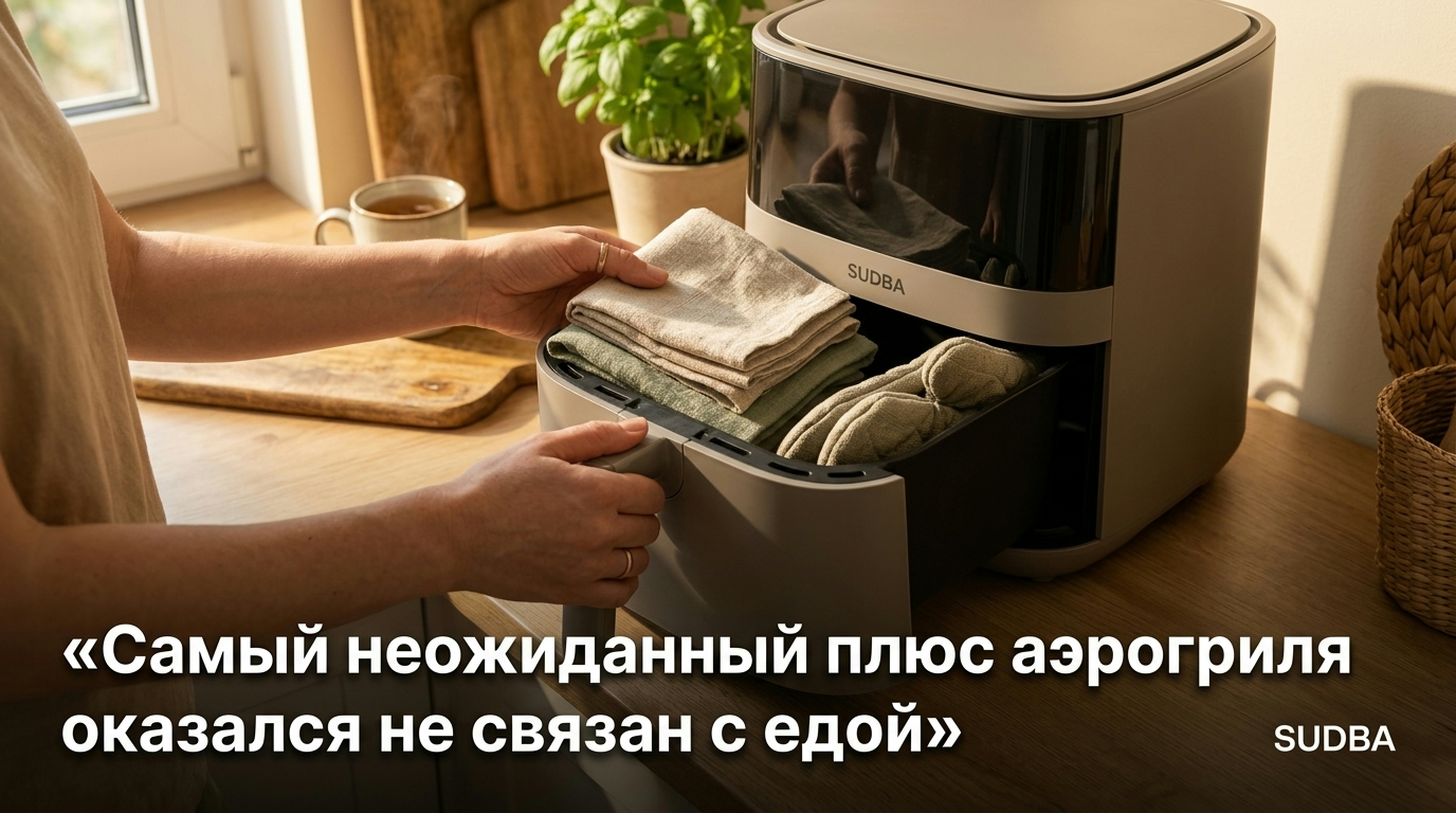 Аэрогриль на кухне как символ неожиданного преимущества устройства не связанного с приготовлением еды
