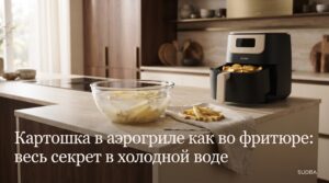 Хрустящая картошка в аэрогриле как во фритюре благодаря замачиванию в холодной воде