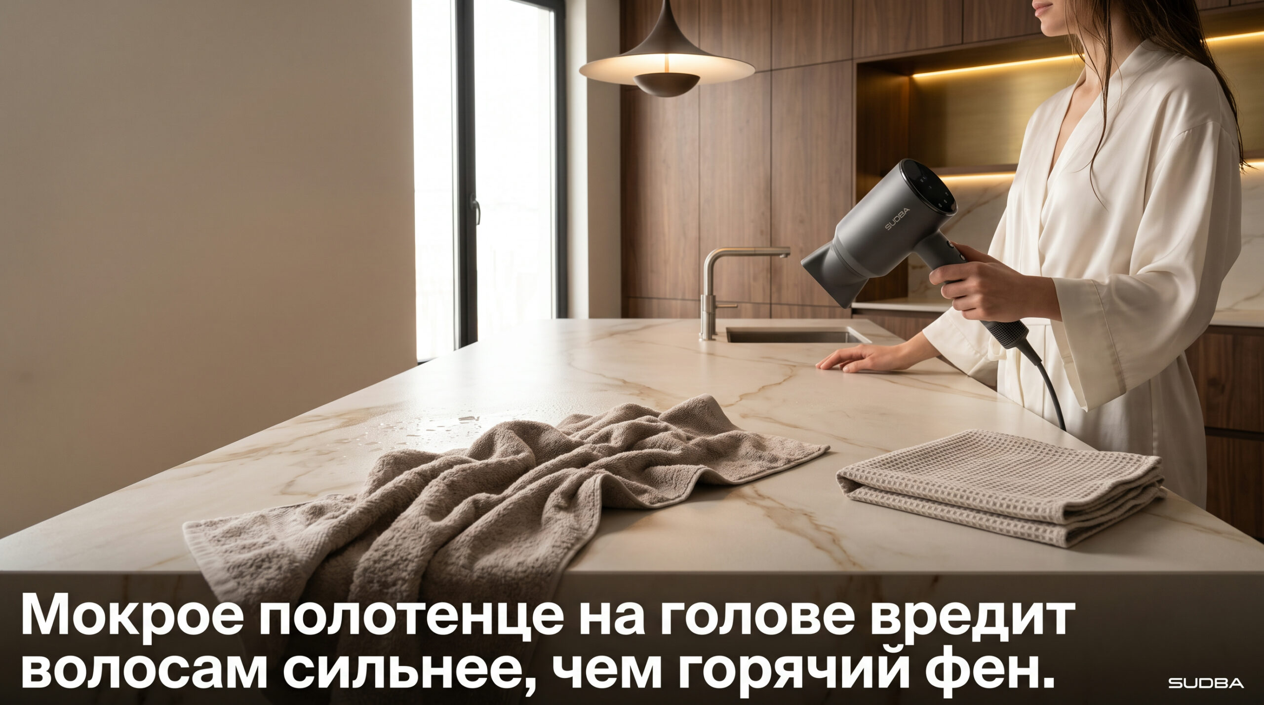 Мокрое полотенце на голове может вредить волосам сильнее горячего фена